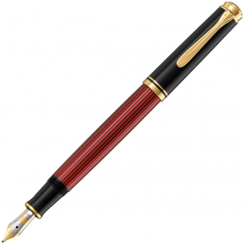 Ручка перьевая Pelikan Souveraen M 600 (PL928655) Black Red GT F перо золото 14K покрытое родием подар.кор. фото 1