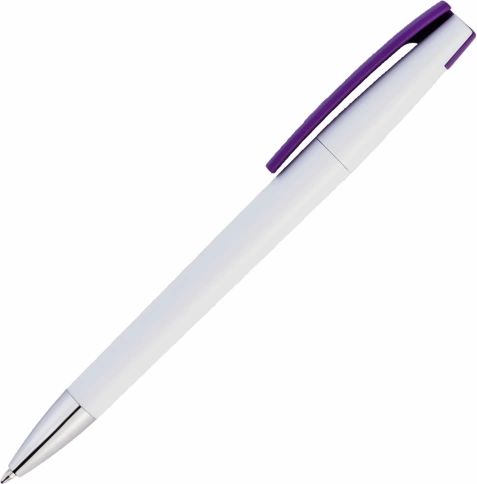 Ручка пластиковая шариковая Vivapens ZETA, белая с фиолетовым фото 2