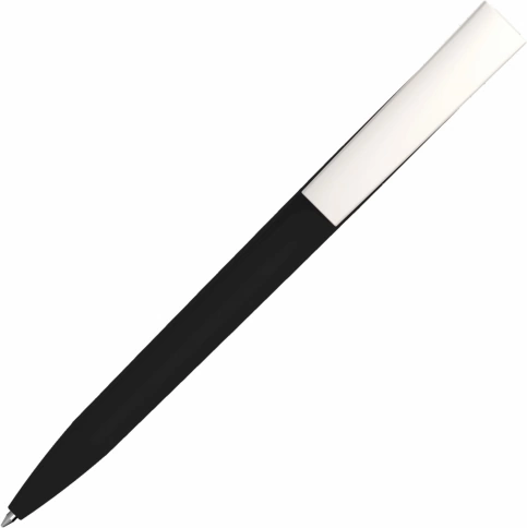Ручка пластиковая шариковая Vivapens ZETA SOFT, чёрная с белым фото 3