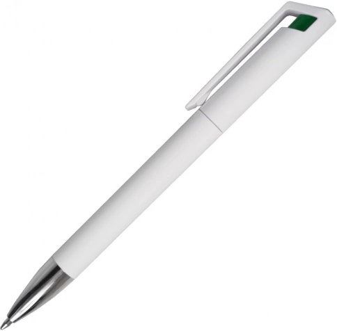 Ручка пластиковая шариковая Z-PEN, GRACIA, белая с зелёным фото 1