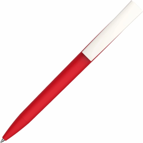 Ручка пластиковая шариковая Vivapens ZETA SOFT, красная с белым фото 3