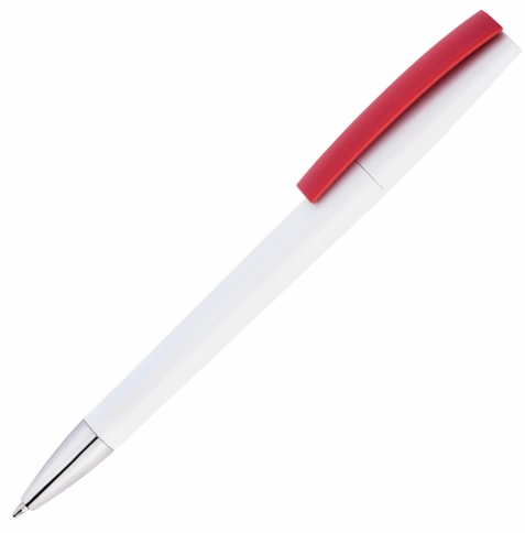 Ручка пластиковая шариковая Vivapens ZETA, белая с красным фото 1
