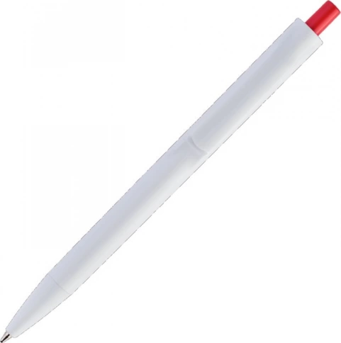 Ручка пластиковая шариковая Vivapens IGLA COLOR, белая c красным фото 3