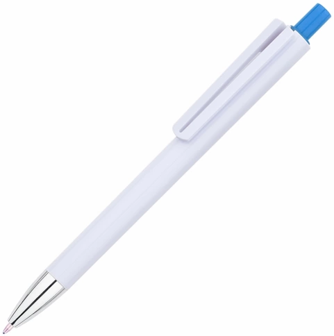 Ручка пластиковая шариковая Vivapens VIKO, белая с голубым фото 1