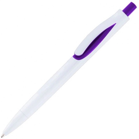 Ручка пластиковая шариковая Solke Focus, белая с фиолетовым фото 1