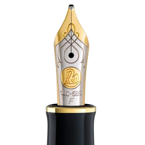 Ручка перьевая Pelikan Souveraen M 600 (PL980011) Black Green GT F перо золото 14K покрытое родием подар.кор. фото 4
