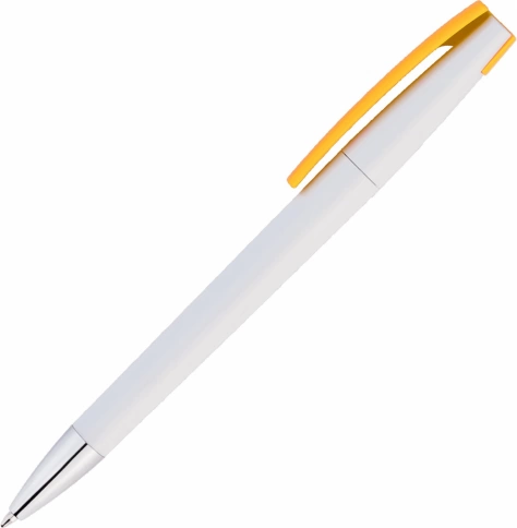 Ручка пластиковая шариковая Vivapens ZETA, белая с жёлтым фото 2