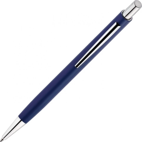 Ручка металлическая шариковая Vivapens ELFARO SOFT, тёмно-синяя с серебристым фото 2