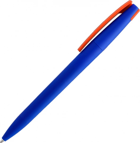 Ручка пластиковая шариковая Solke Zeta Soft Blue Mix, синяя с оранжевым фото 3