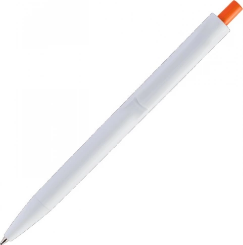 Ручка пластиковая шариковая Vivapens IGLA COLOR, белая c оранжевым фото 3