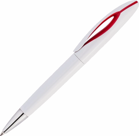 Ручка пластиковая шариковая Vivapens OKO, белая с красным фото 2