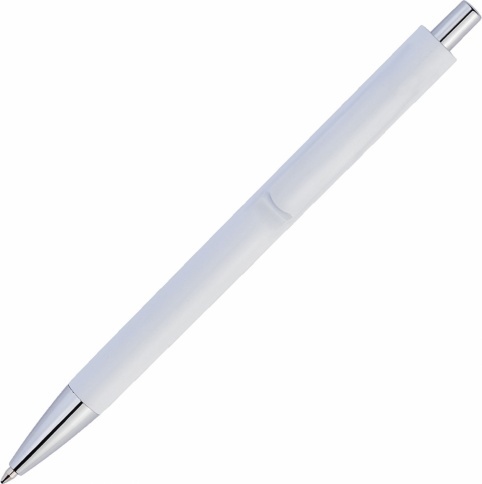 Ручка пластиковая шариковая Vivapens IGLA CHROME, белая фото 3