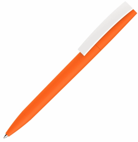 Ручка пластиковая шариковая Vivapens ZETA SOFT, оранжевая с белым фото 1