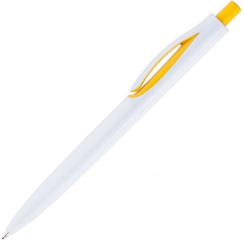 Ручка пластиковая шариковая Solke Focus, белая с жёлтым фото 2