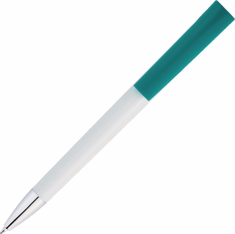 Ручка пластиковая шариковая Vivapens ZETA, белая с бирюзовым фото 3