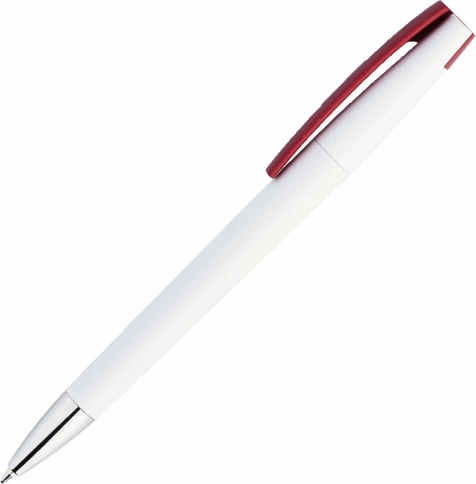 Ручка пластиковая шариковая Vivapens ZETA , белая с тёмно-красным фото 3