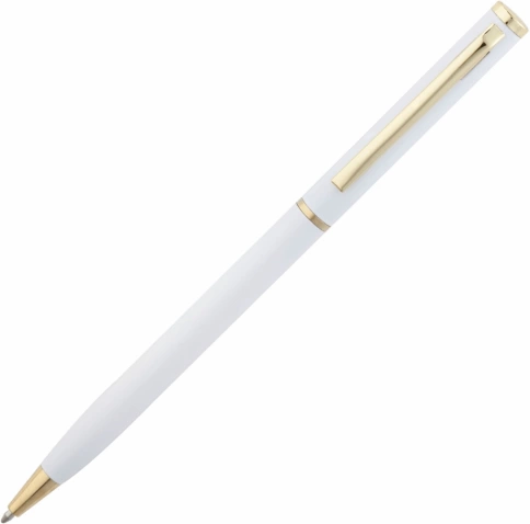 Ручка металлическая шариковая Vivapens Hilton, белая с золотистым фото 3
