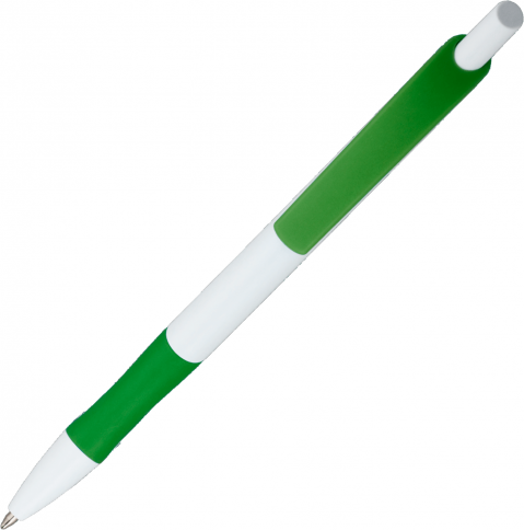 Ручка пластиковая шариковая Vivapens Kleo, с резинкой, белая с салатовым фото 3