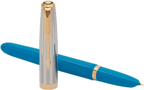 Перьевая ручка Parker 51 Premium (CW2169078) Turquoise GT; F сталь нержавеющая; подарочная коробка. фото 6