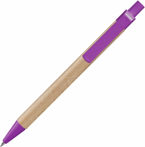 Ручка картонная шариковая Vivapens Viva New, натуральная с фиолетовым фото 2