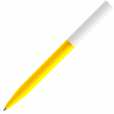 Ручка пластиковая шариковая Vivapens CONSUL SOFT, жёлтая с белым фото 3