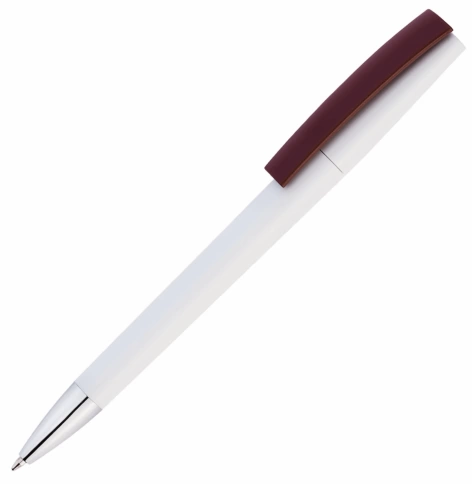 Ручка пластиковая шариковая Vivapens ZETA, белая с коричневым фото 1