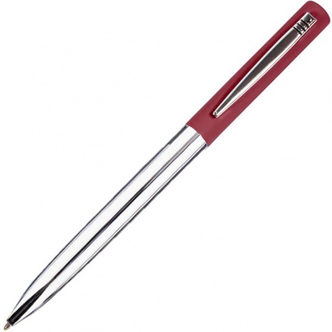 Ручка металлическая шариковая B1 Clipper, серебристая с красным фото 1