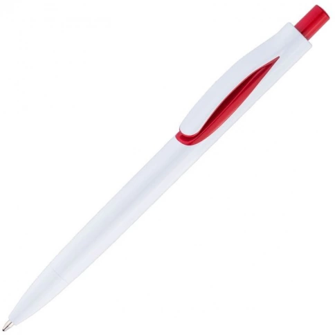 Ручка пластиковая шариковая Solke Focus, белая с красным фото 1