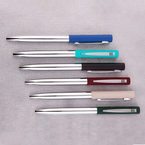 Ручка металлическая шариковая B1 Clipper, серебристая с бирюзовым фото 2