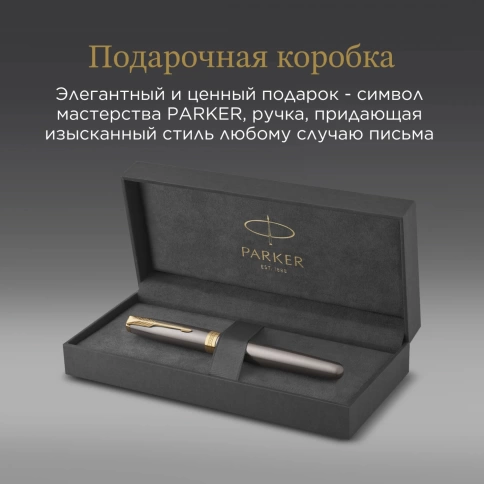 Перьевая ручка Parker Sonnet Grey Core GT (2213680); сталь нержавеющая F подар.кор. фото 9