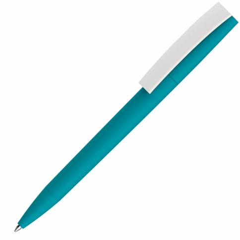 Ручка пластиковая шариковая Vivapens ZETA SOFT, бирюзовая с белым фото 1