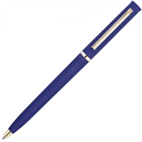 Ручка пластиковая шариковая Vivapens EUROPA SOFT GOLD, тёмно-синяя с золотистым фото 2