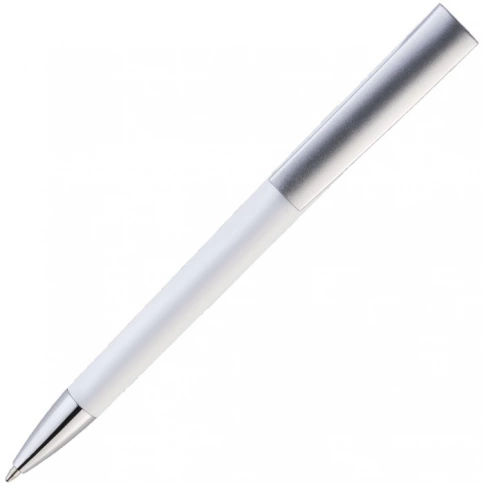 Ручка пластиковая шариковая Vivapens ZETA, ,белая с серебристым фото 3