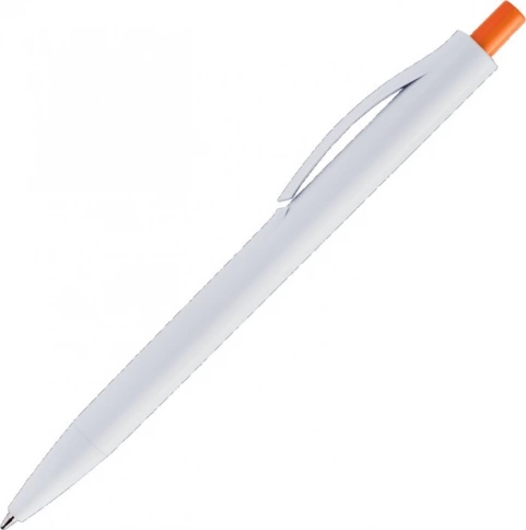 Ручка пластиковая шариковая Vivapens IGLA COLOR, белая c оранжевым фото 2