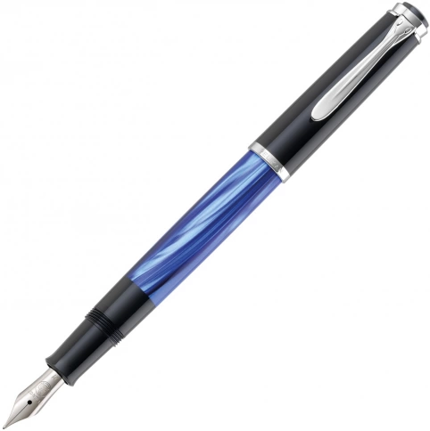 Ручка перьевая Pelikan Elegance Classic M205 (PL801973) Blue-Marbled M перо сталь нержавеющая подар.кор. фото 1