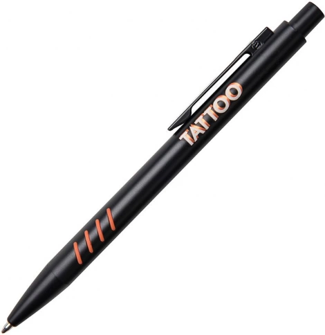 Ручка металлическая шариковая B1 Tatoo, чёрная с оранжевым фото 2