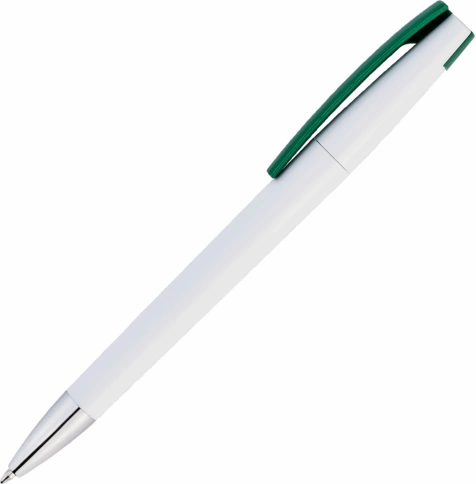 Ручка пластиковая шариковая Vivapens ZETA, белая с зелёным фото 2
