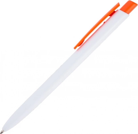 Ручка пластиковая шариковая Vivapens POLO, белая с оранжевым фото 2