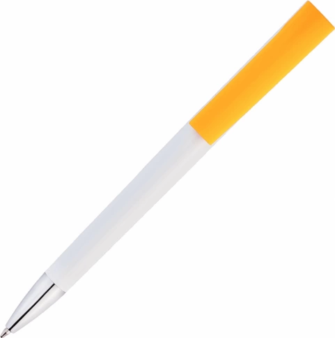 Ручка пластиковая шариковая Vivapens ZETA, белая с жёлтым фото 3