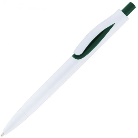 Ручка пластиковая шариковая Solke Focus, белая с зелёным фото 1