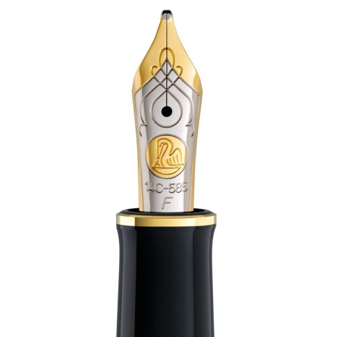 Ручка перьевая Pelikan Souveraen M 600 (PL980128) Black GT F перо золото 14K покрытое родием подар.кор. фото 4