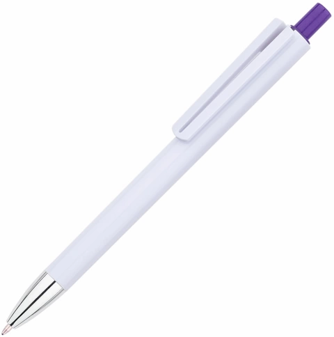 Ручка пластиковая шариковая Vivapens VIKO, белая с фиолетовым фото 1