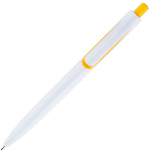 Ручка пластиковая шариковая Vivapens Focus, белая с жёлтым фото 3