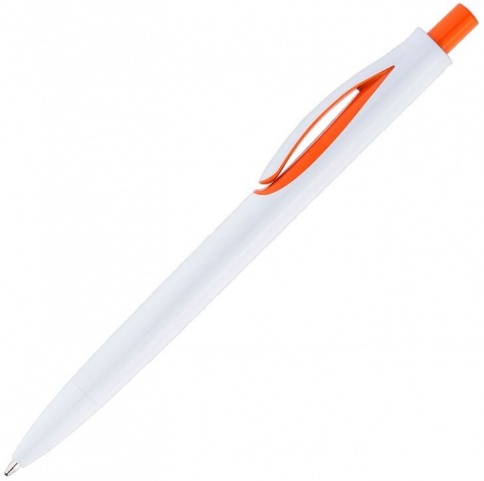 Ручка пластиковая шариковая Vivapens Focus, белая с оранжевым фото 2