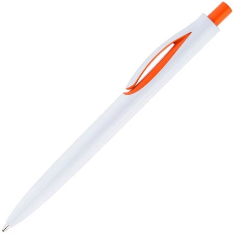 Ручка пластиковая шариковая Solke Focus, белая с оранжевым фото 2