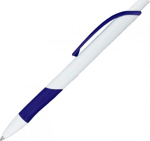 Ручка пластиковая шариковая Vivapens Kleo, с резинкой, белая с синим фото 3