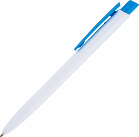 Ручка пластиковая шариковая Vivapens POLO, белая с голубым фото 2