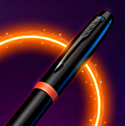 Ручка перьевая Parker IM Vibrant Rings F315 (2172943) Flame Orange PVD; F сталь нержавеющая; подар.коробка. фото 4