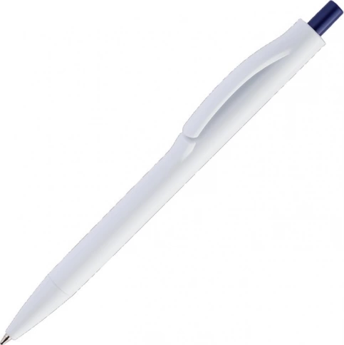 Ручка пластиковая шариковая Vivapens IGLA COLOR, белая c тёмно-синим фото 1