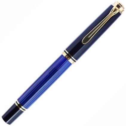 Ручка перьевая Pelikan Souveraen M 600 (PL995324) Black Blue GT M перо золото 14K покрытое родием подар.кор. фото 2